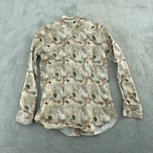 Camicissima Mens Tropical Print Long Sleeve Shirt Size 38 Shaped Fit Linen 2388 - Picture 5 of 6
